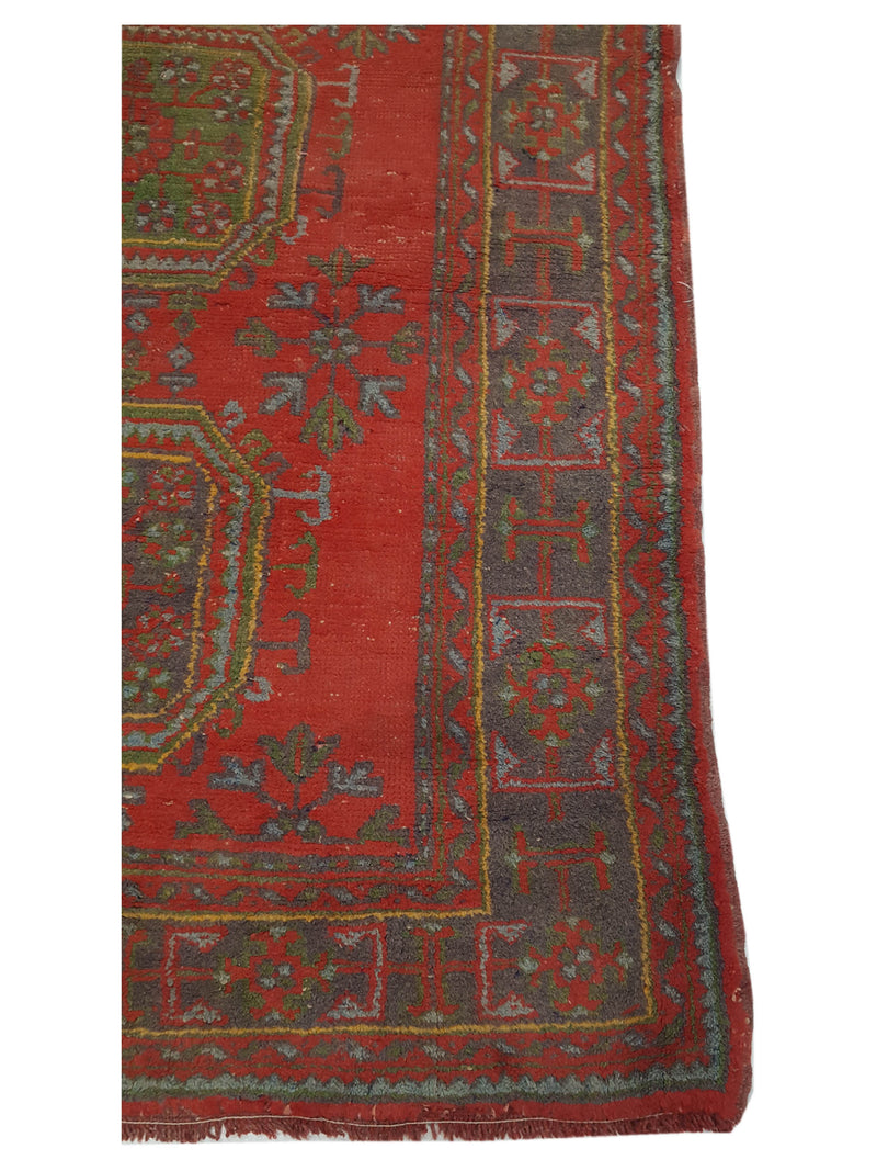 Fasa Antique Ushak 4041 Rust Green Traditional Antique Rug