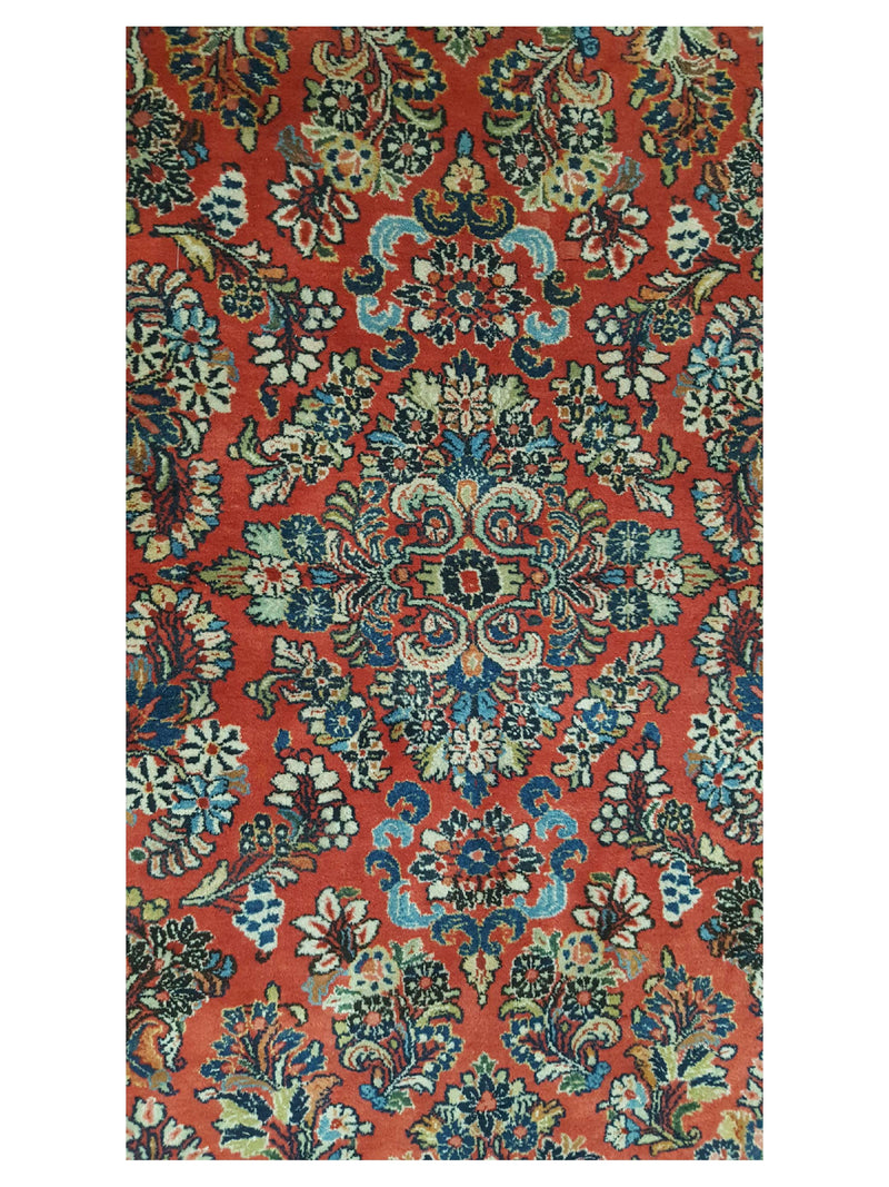 Fasa Antique Sarouk 4094 Red Ivory Traditional Antique Rug