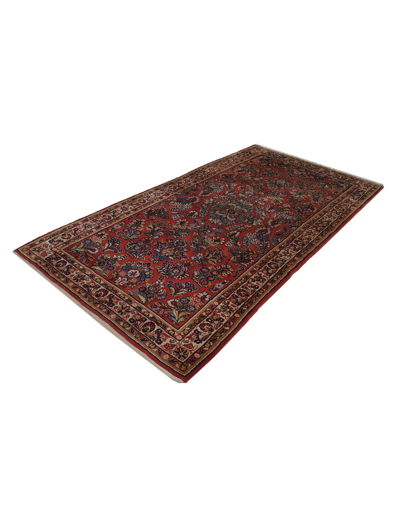 Fasa Antique Sarouk 4094 Red Ivory Traditional Antique Rug