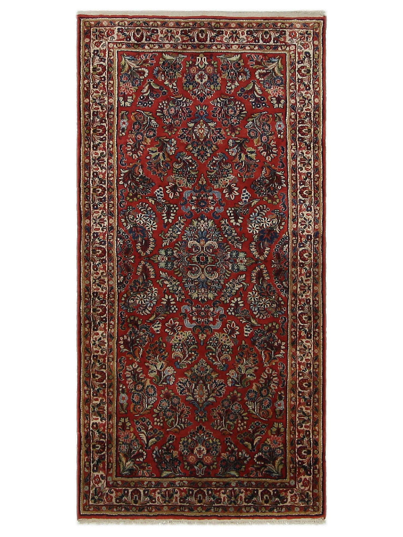 Fasa Antique Sarouk  Red Ivory Traditional