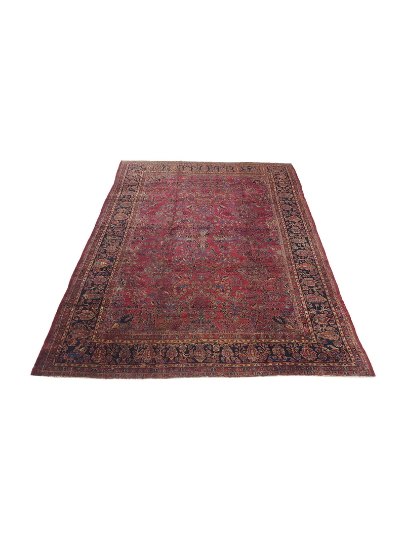 Fasa Antique Sarouk 4112 Red Black Traditional Antique Rug