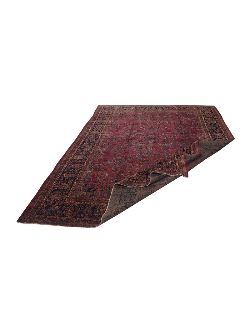 Fasa Antique Sarouk 4112 Red Black Traditional Antique Rug