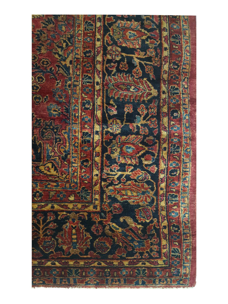 Fasa Antique Sarouk 4112 Red Black Traditional Antique Rug