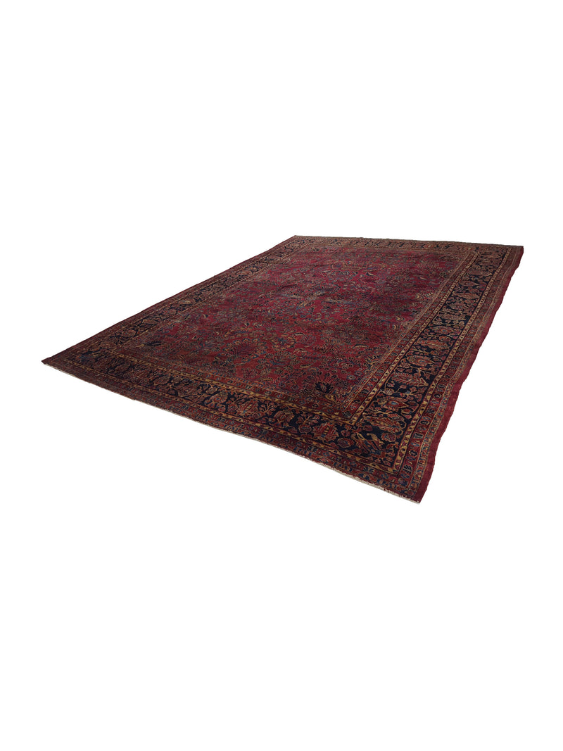Fasa Antique Sarouk 4112 Red Black Traditional Antique Rug