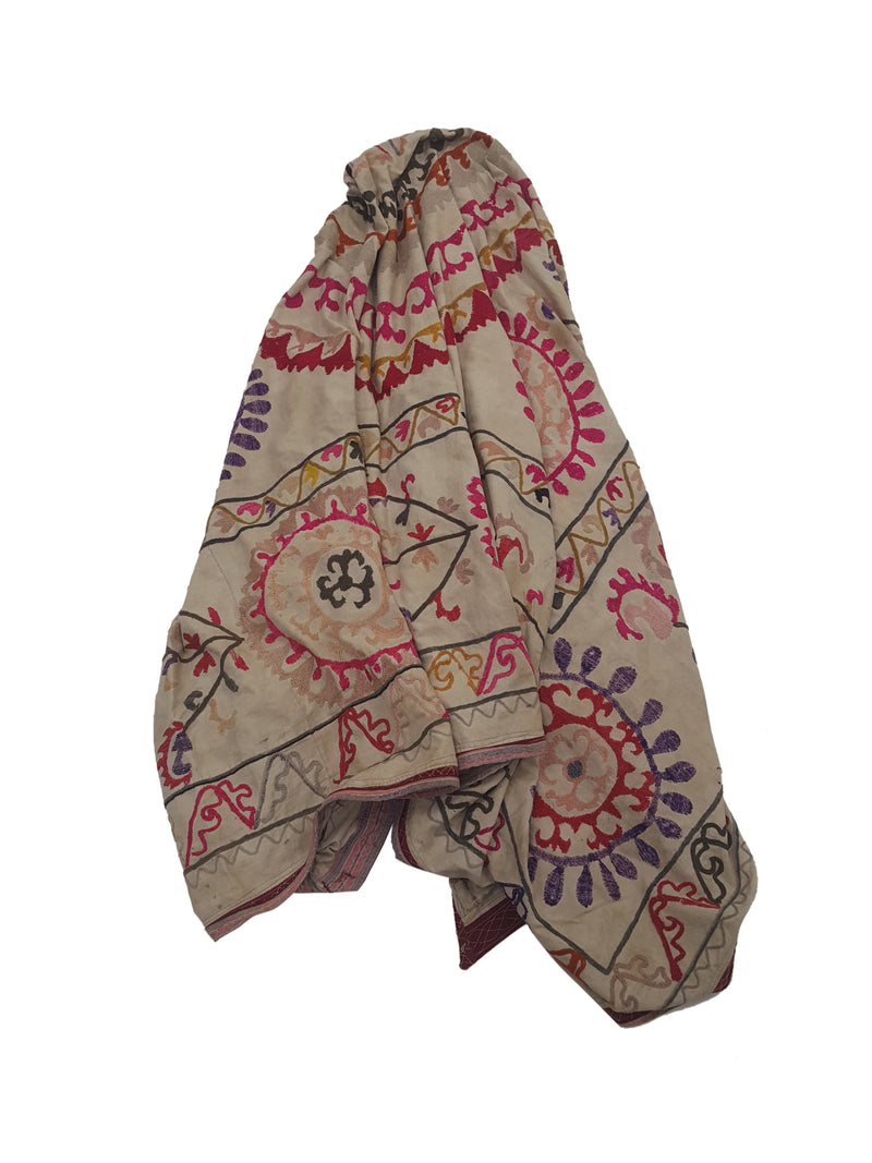 Fasa Suzani 4131 Beige Beige Tapestry Antique Rug