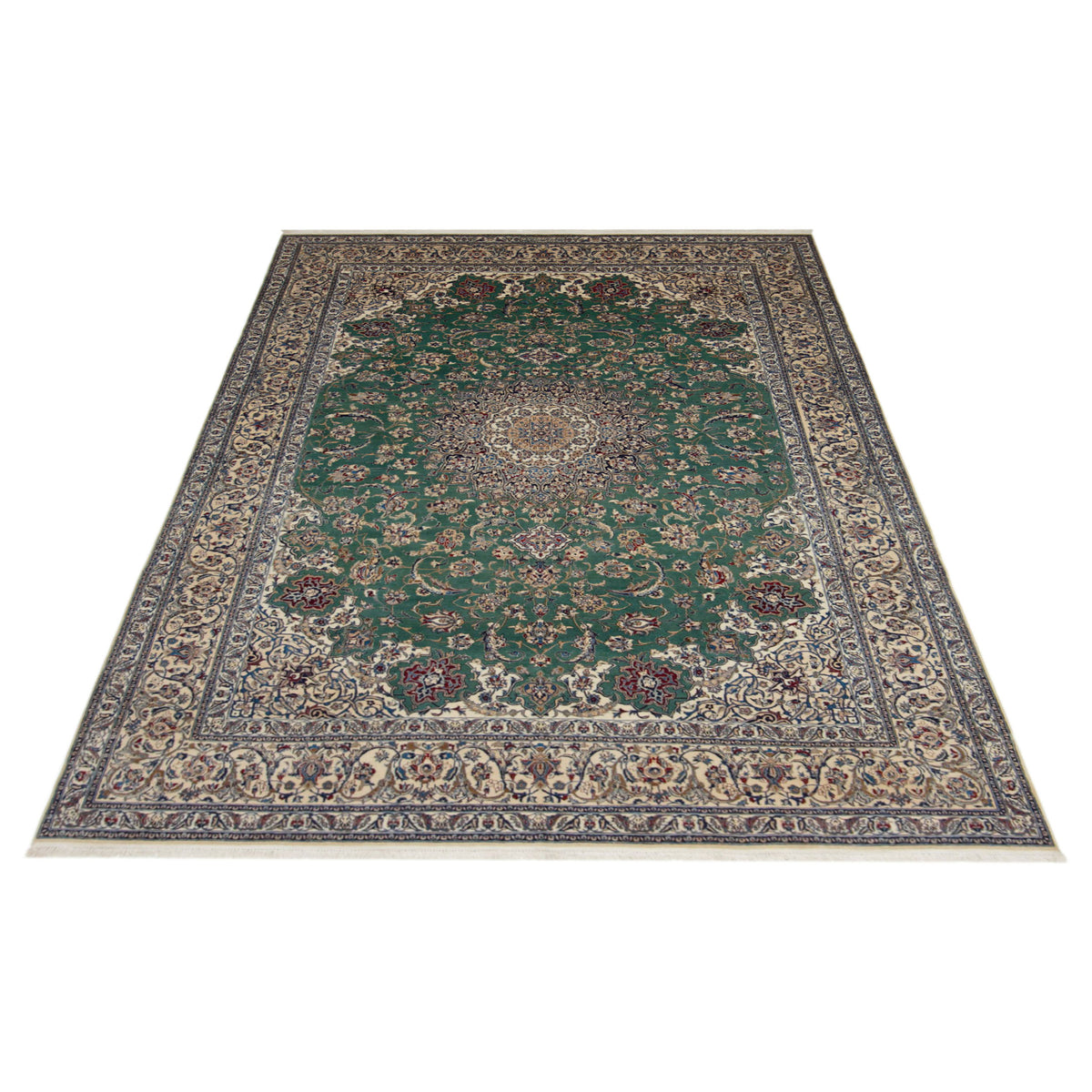 Pacific Naeen Habiban 4142 Green Ivory Traditional Hand Knotted Rug