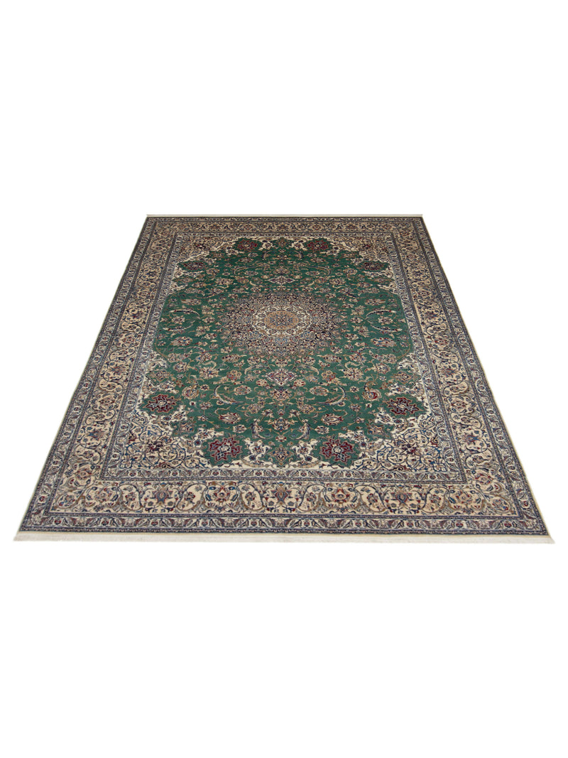 Pacific Naeen Habiban 4142 Green Ivory Traditional Hand Knotted Rug