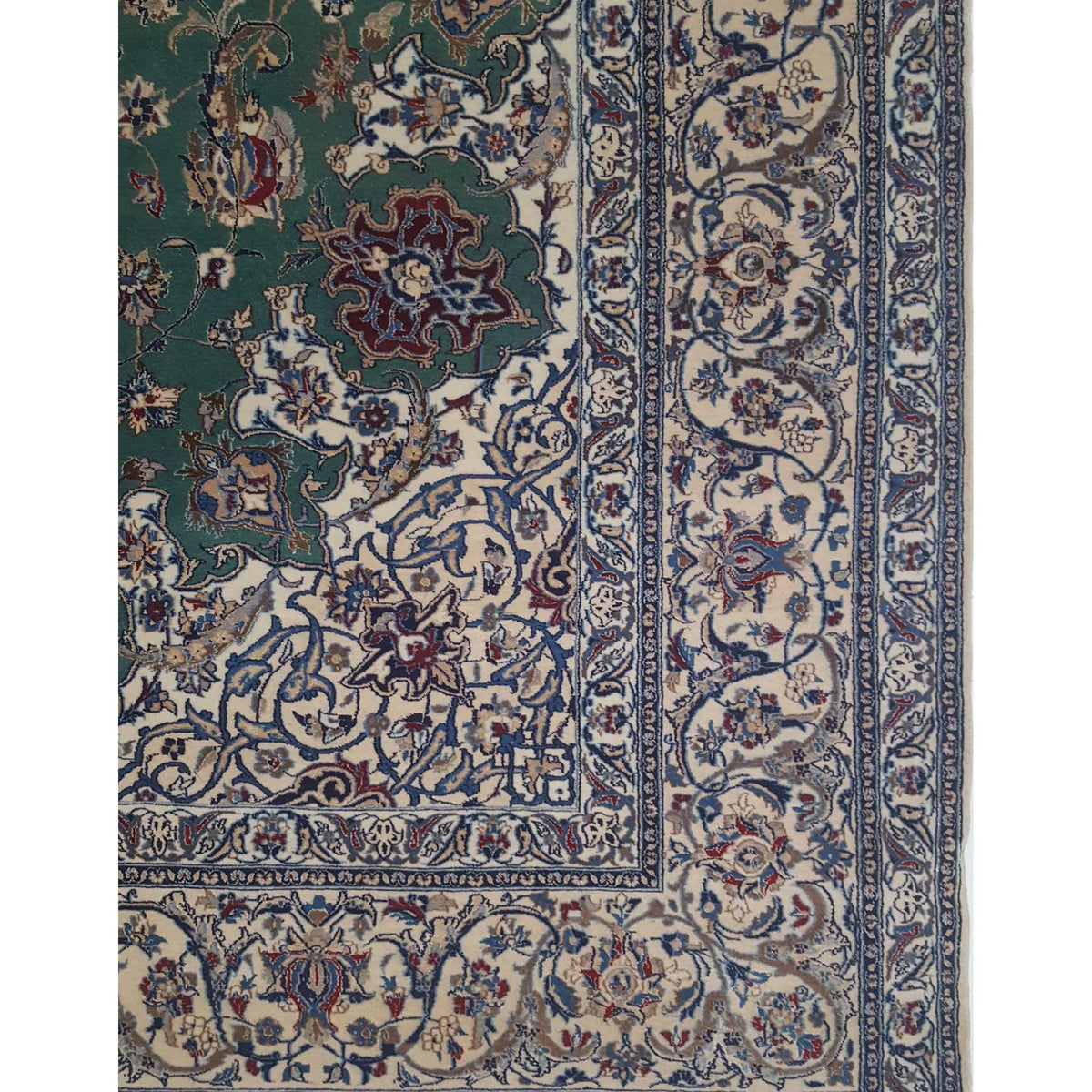 Pacific Naeen Habiban 4142 Green Ivory Traditional Hand Knotted Rug