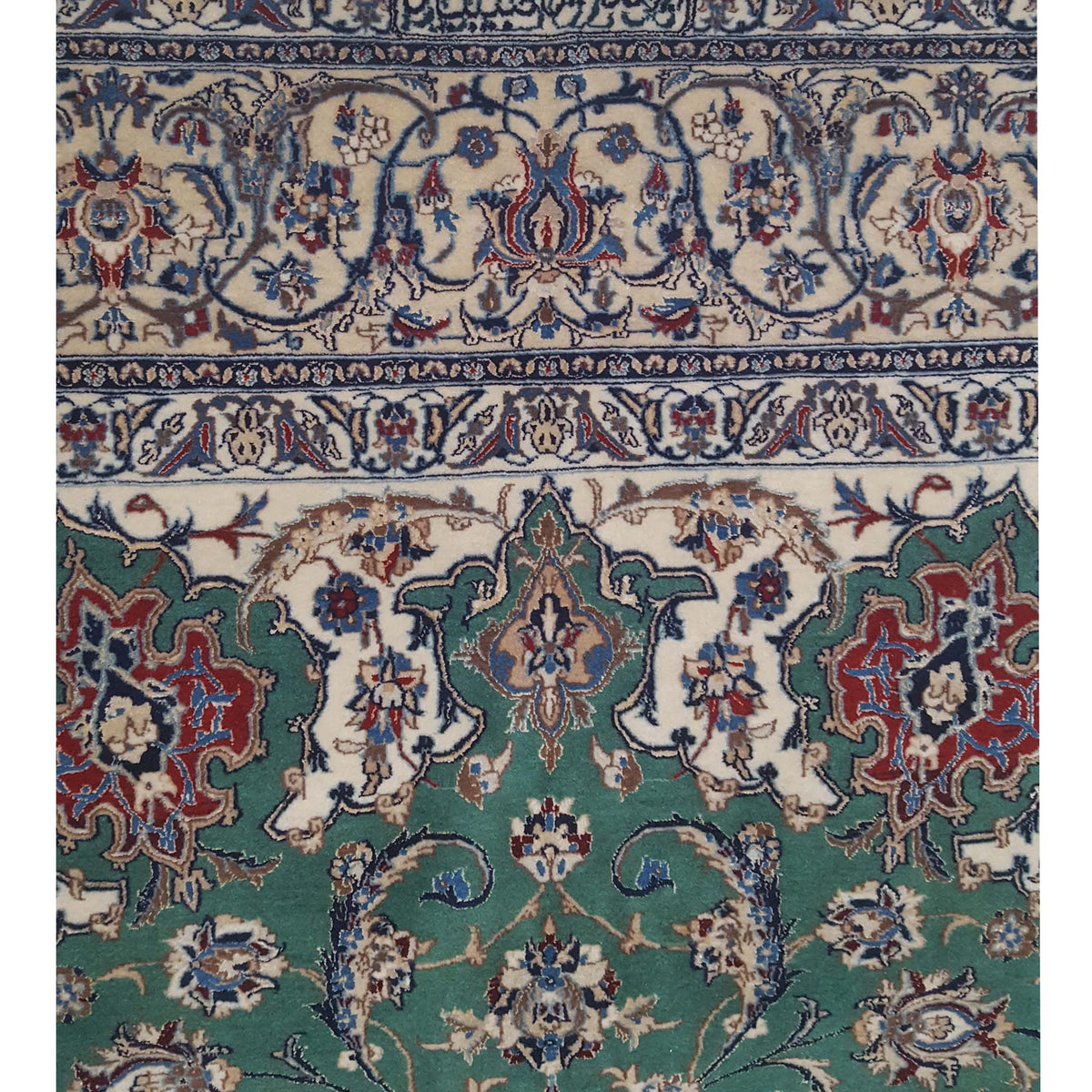 Pacific Naeen Habiban 4142 Green Ivory Traditional Hand Knotted Rug