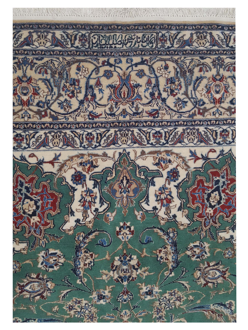 Pacific Naeen Habiban 4142 Green Ivory Traditional Hand Knotted Rug