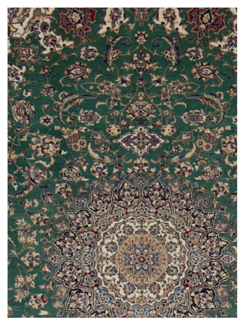 Pacific Naeen Habiban 4142 Green Ivory Traditional Hand Knotted Rug