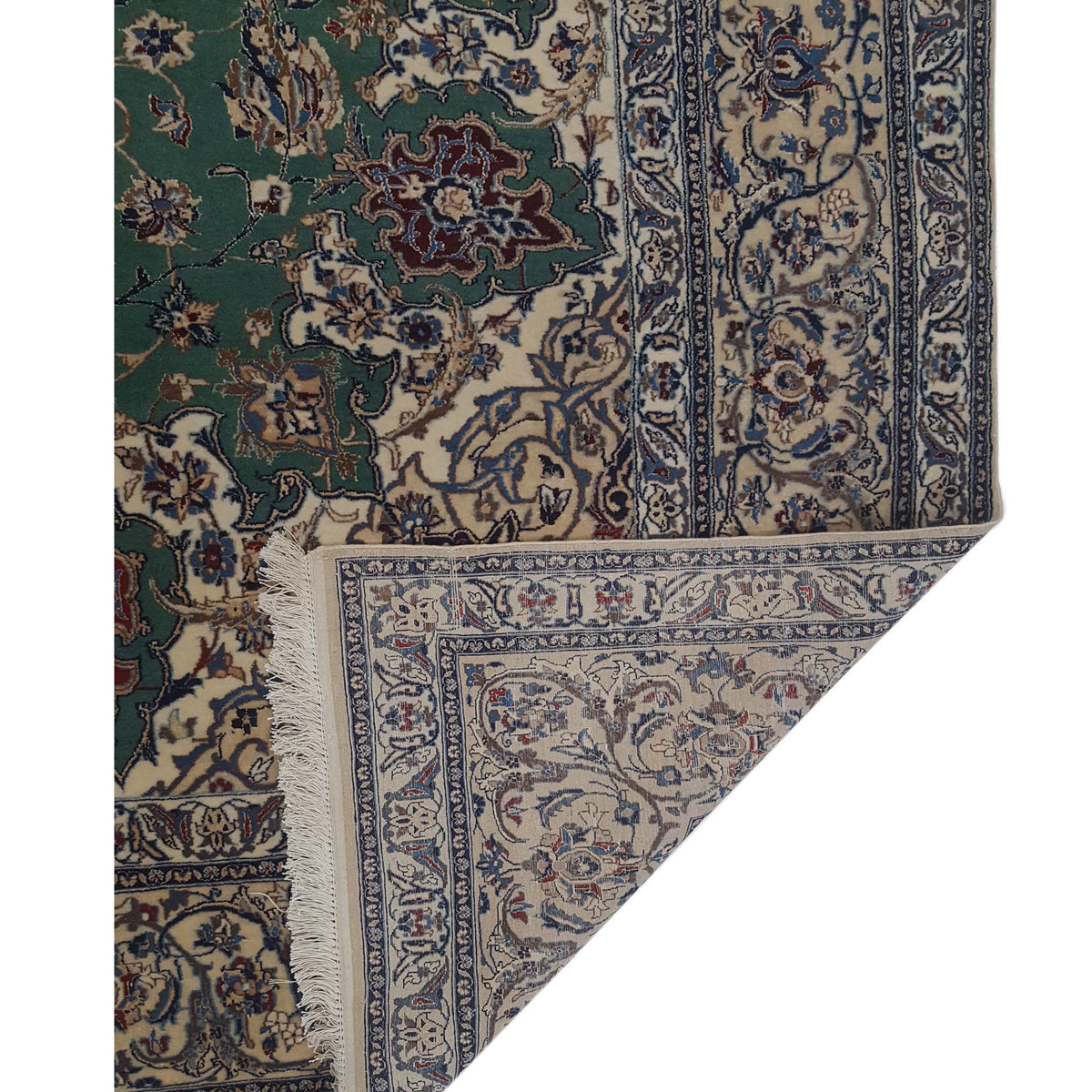 Pacific Naeen Habiban 4142 Green Ivory Traditional Hand Knotted Rug