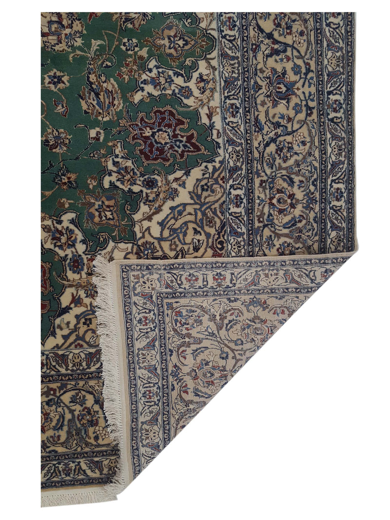 Pacific Naeen Habiban 4142 Green Ivory Traditional Hand Knotted Rug