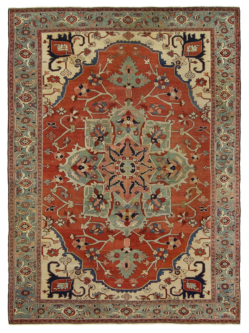 Fasa Antique Serapi  Coral Green Traditional