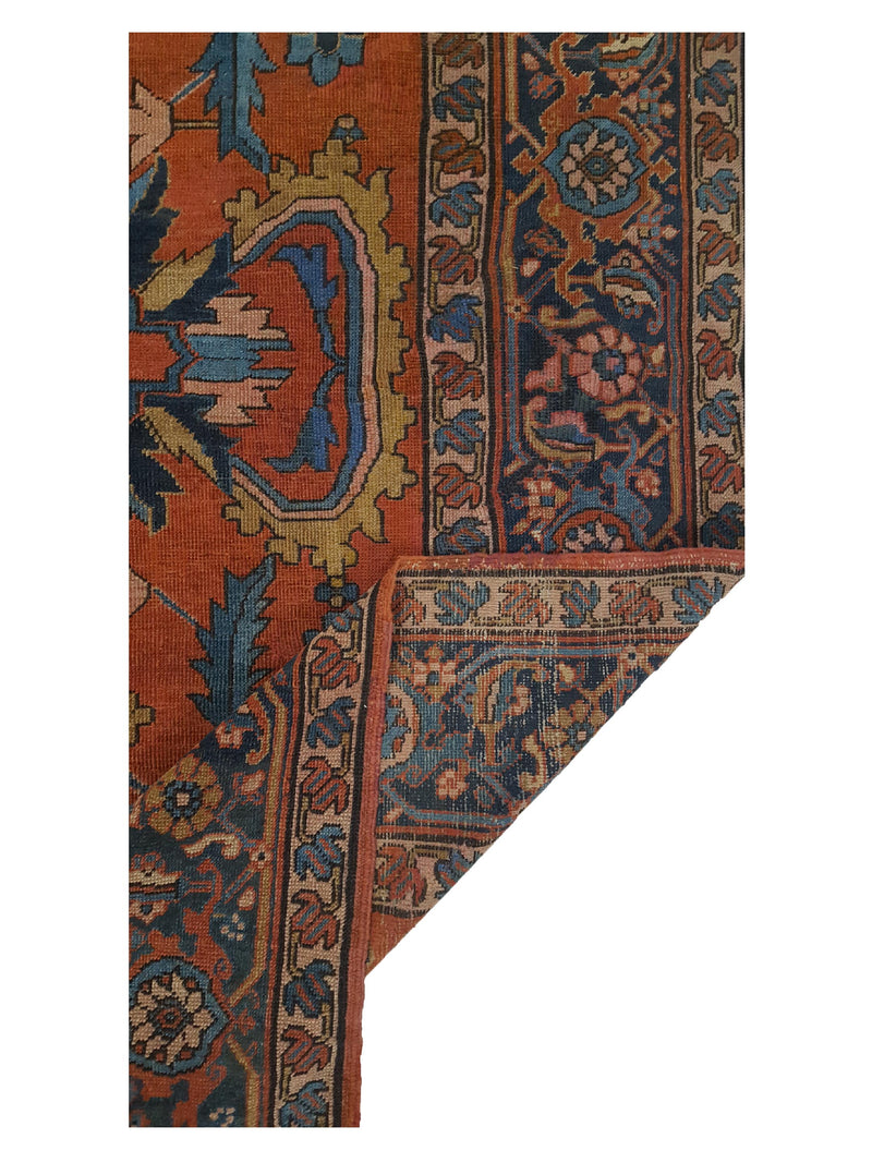 Fasa Antique Bakhsheyesh 4254 Brick Indigo Traditional Antique Rug