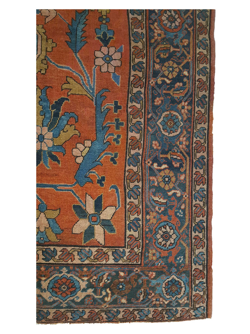 Fasa Antique Bakhsheyesh 4254 Brick Indigo Traditional Antique Rug