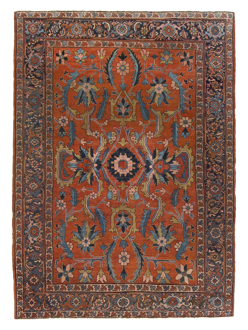Fasa Antique Bakhsheyesh  Brick Indigo Traditional