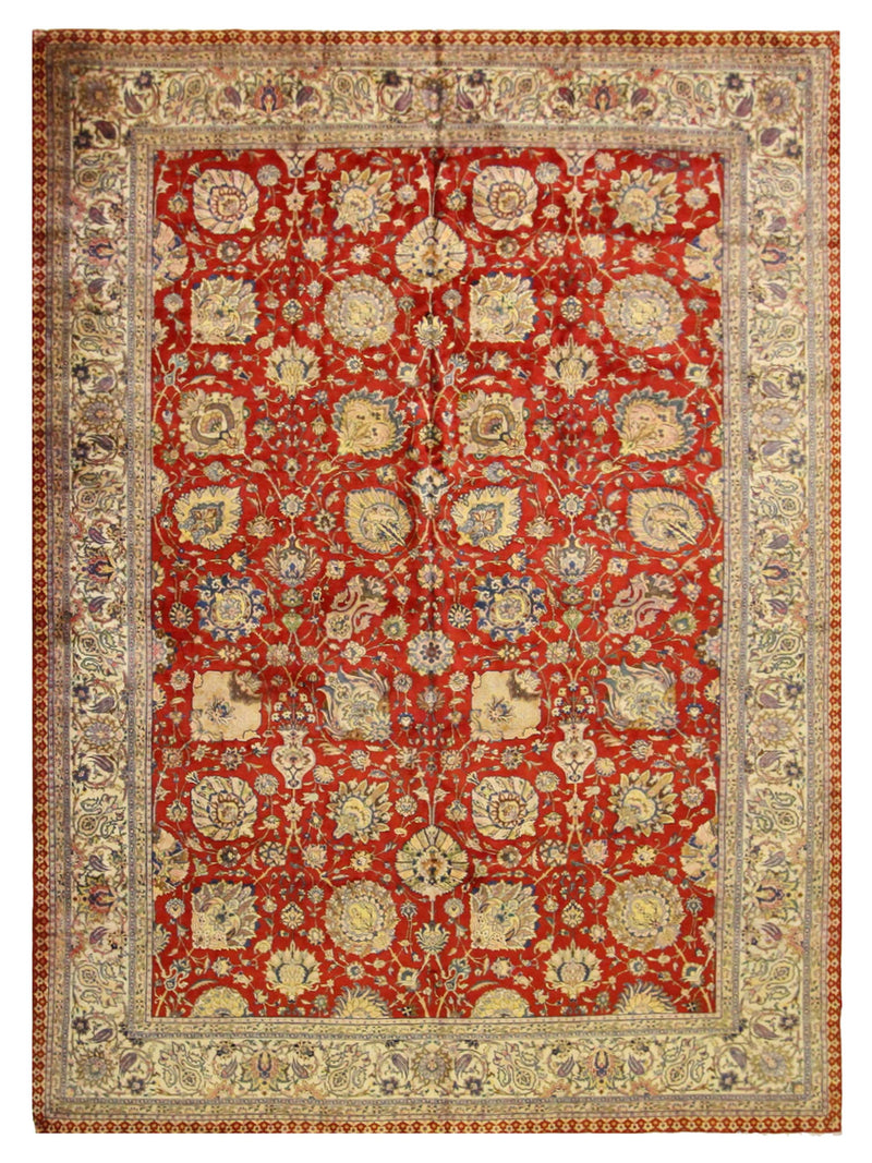 Fasa Antique Tabriz  Red Ivory Traditional