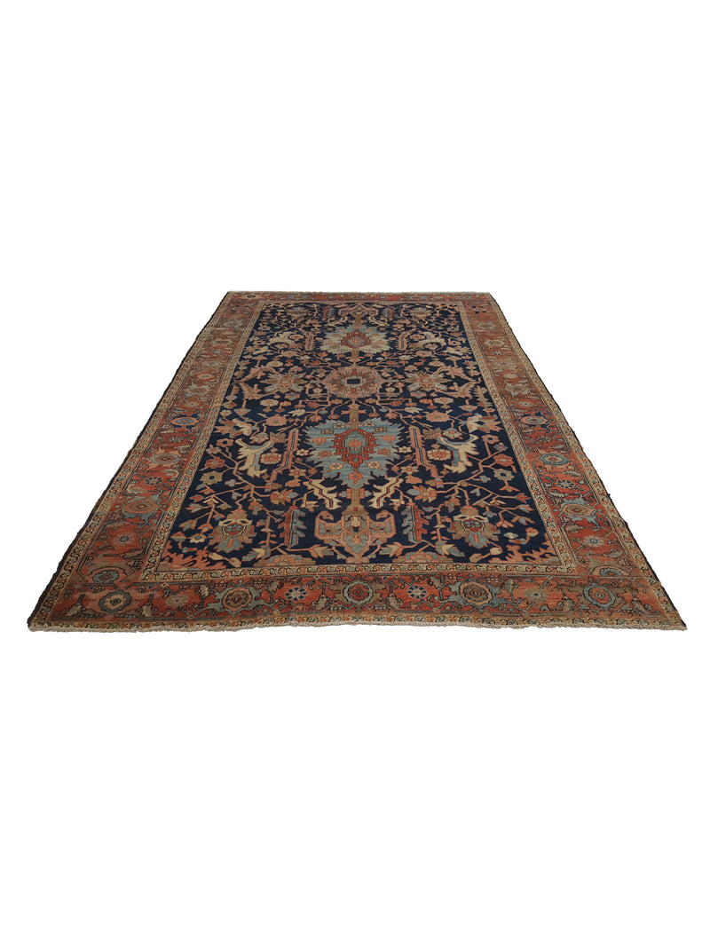 Fasa Antique Heriz 4285 Indigo Rust Traditional Antique Rug