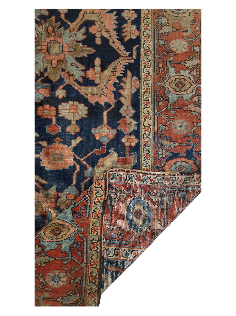 Fasa Antique Heriz 4285 Indigo Rust Traditional Antique Rug