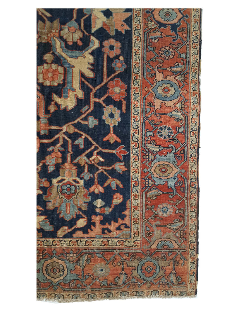 Fasa Antique Heriz 4285 Indigo Rust Traditional Antique Rug