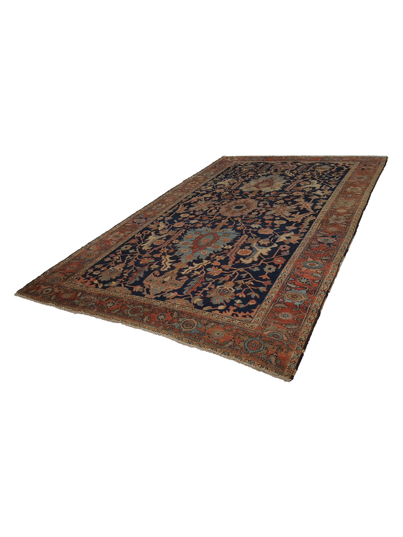 Fasa Antique Heriz 4285 Indigo Rust Traditional Antique Rug