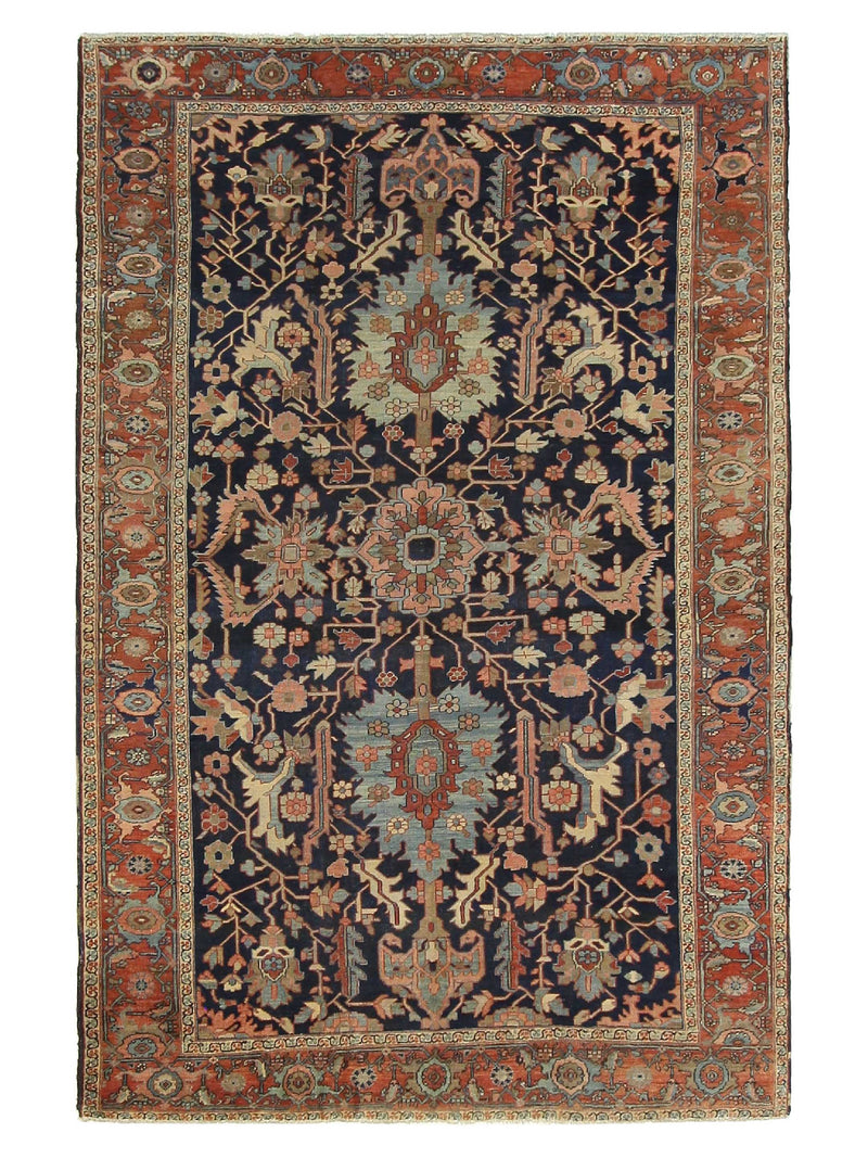 Fasa Antique Heriz  Indigo Rust Traditional