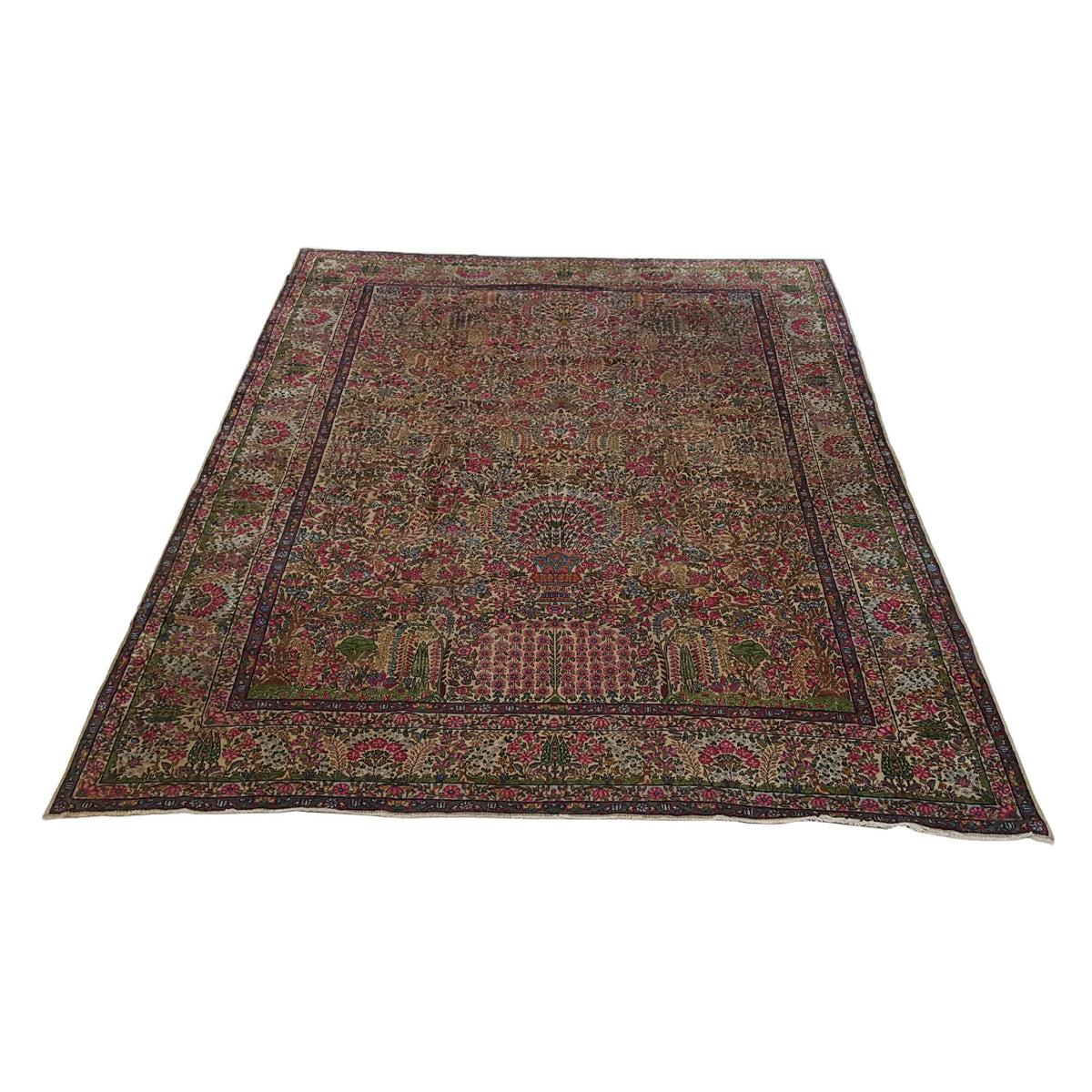 Fasa Antique Lavar Kerman 4286 Multi Ivory Traditional Antique Rug