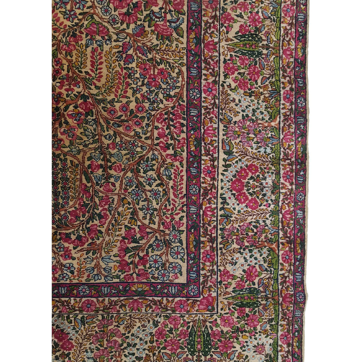 Fasa Antique Lavar Kerman 4286 Multi Ivory Traditional Antique Rug