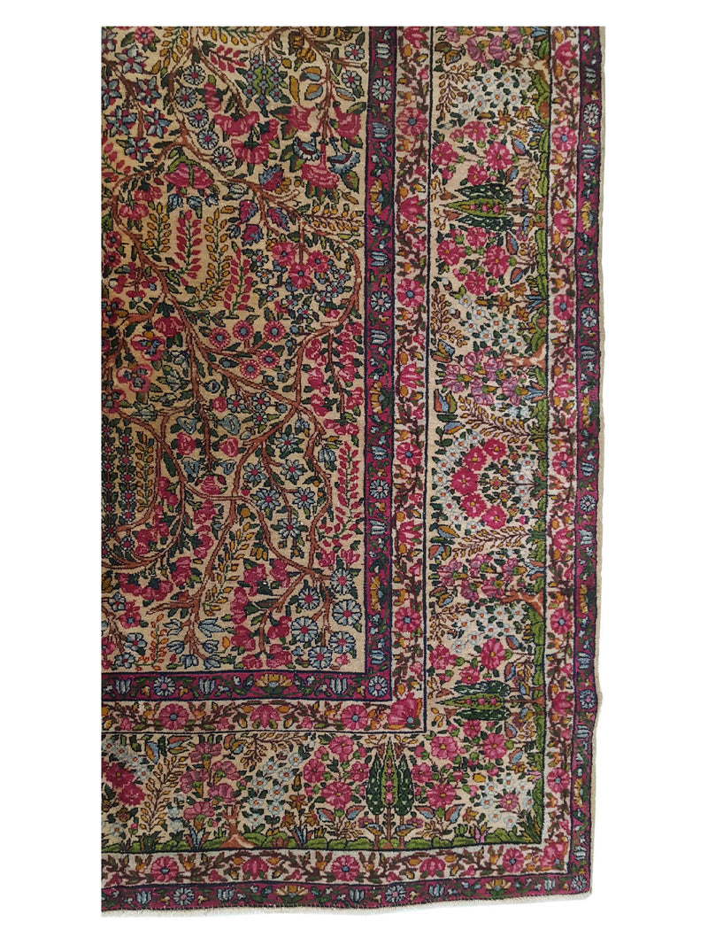 Fasa Antique Lavar Kerman 4286 Multi Ivory Traditional Antique Rug