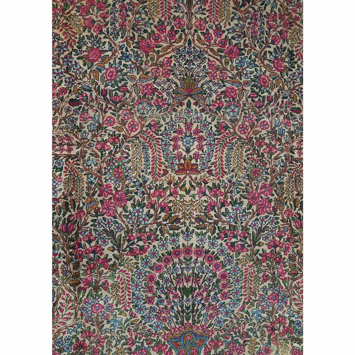 Fasa Antique Lavar Kerman 4286 Multi Ivory Traditional Antique Rug