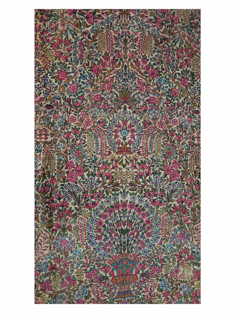Fasa Antique Lavar Kerman 4286 Multi Ivory Traditional Antique Rug