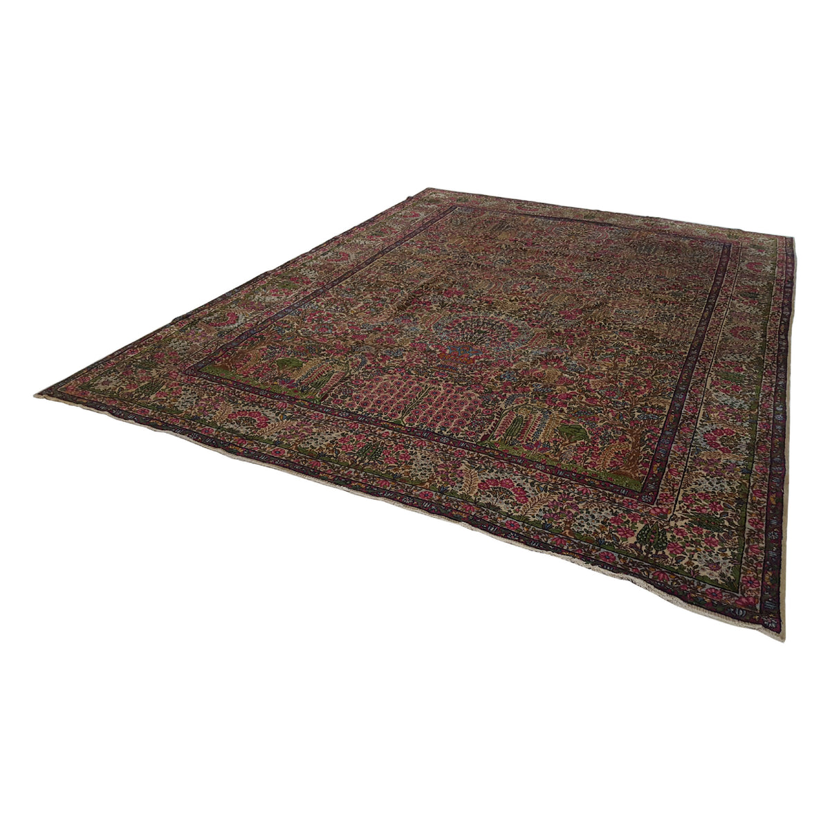 Fasa Antique Lavar Kerman 4286 Multi Ivory Traditional Antique Rug