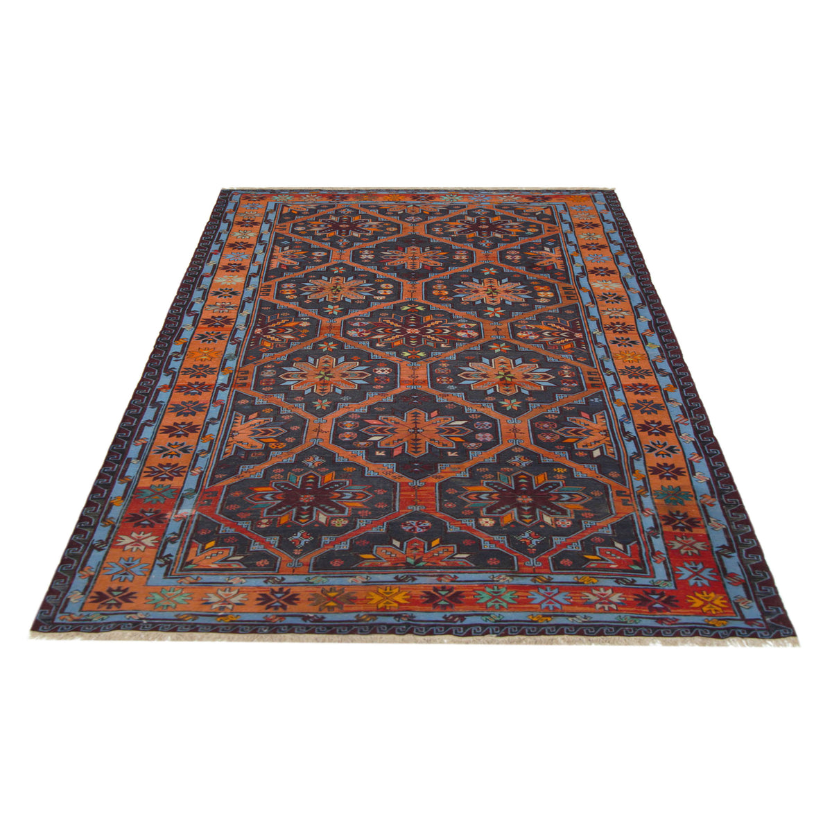 Pacific Summak 4554 Blue Orange Traditional Hand Knotted Rug