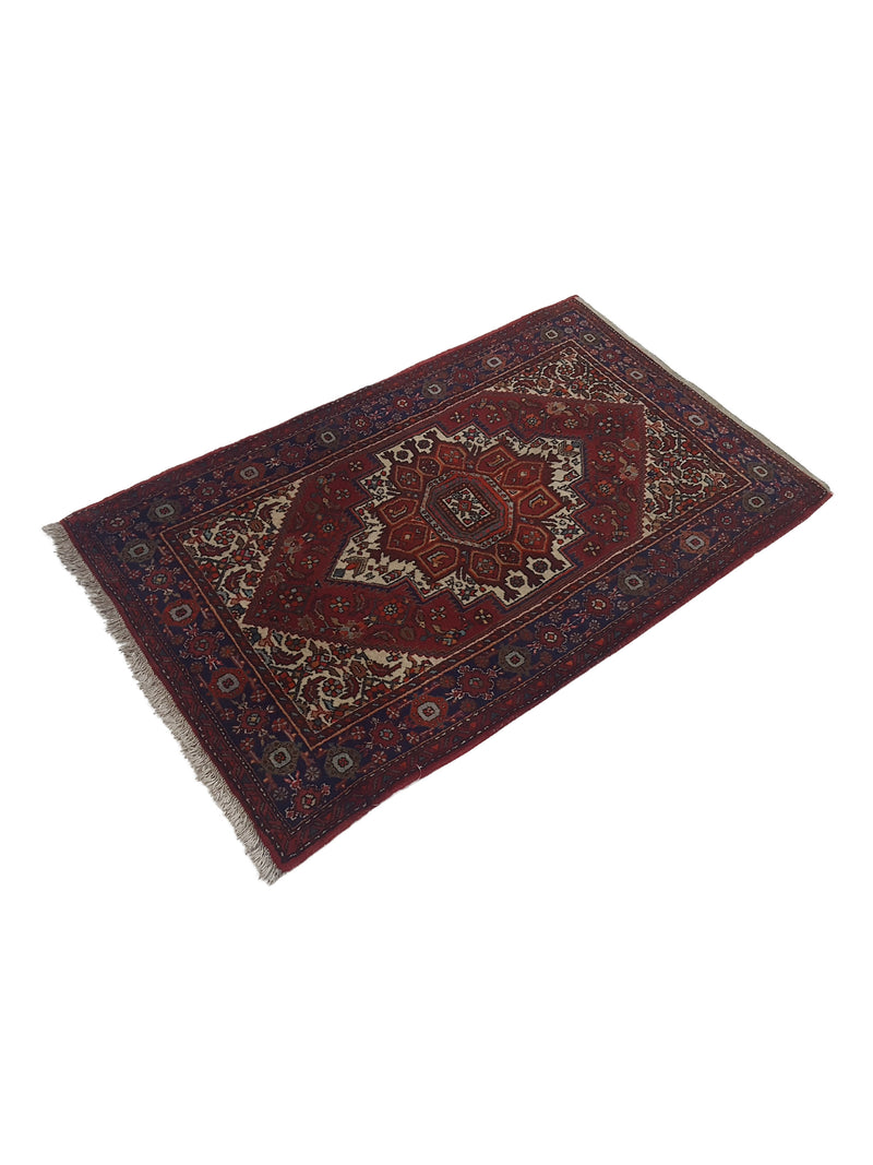Fasa Bijar 4619 Burgundy Navy Traditional Hand Knotted Rug