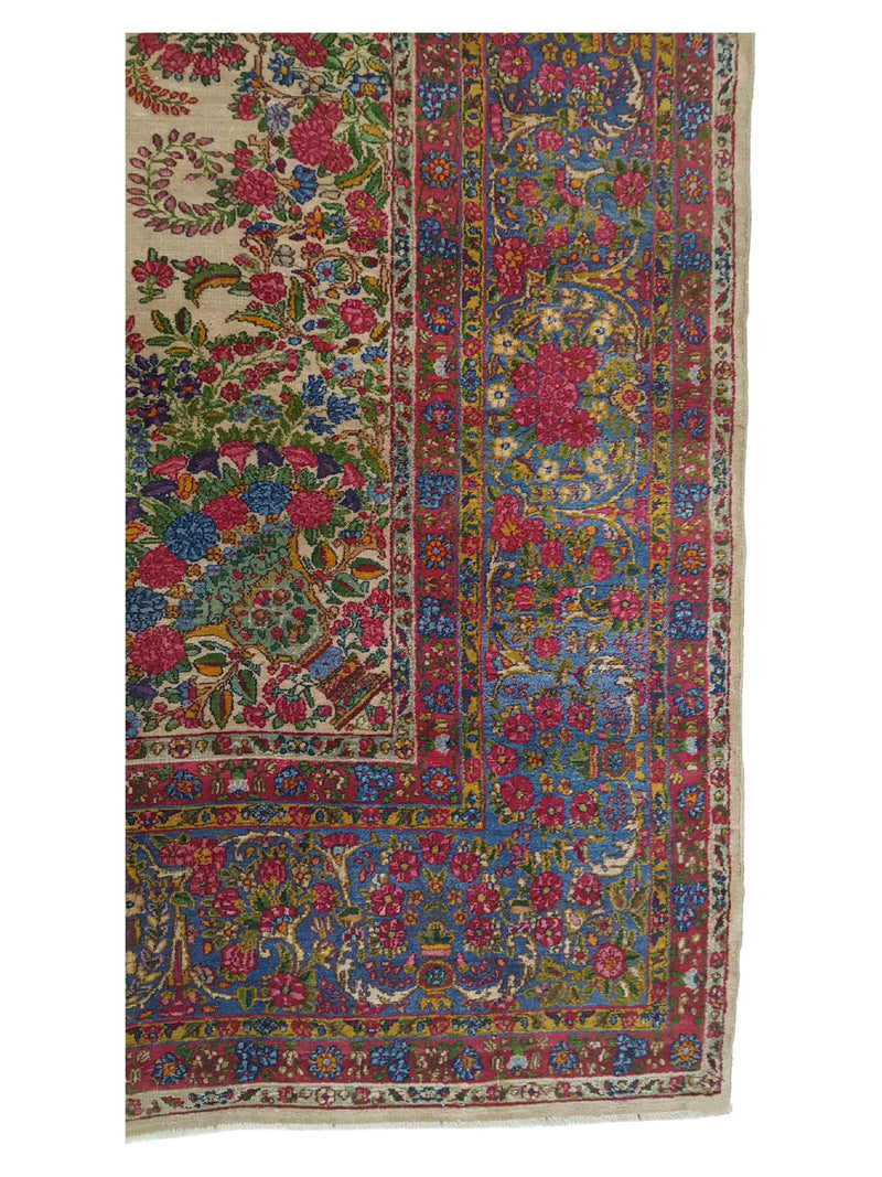 Fasa Antique Lavar Kerman 4757 Ivory Rust Traditional Antique Rug