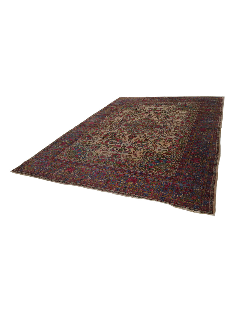 Fasa Antique Lavar Kerman 4757 Ivory Rust Traditional Antique Rug
