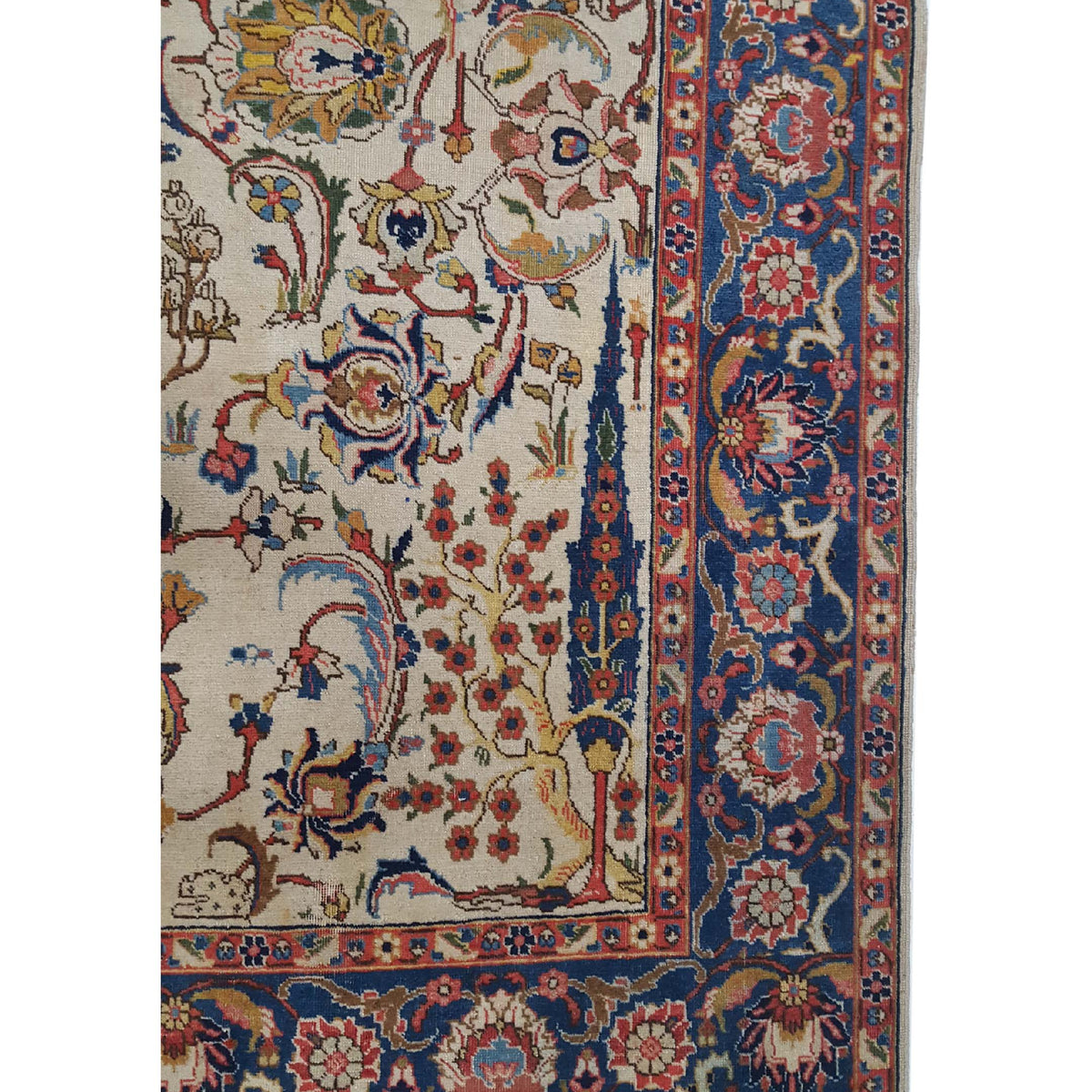 Fasa Antique Tabriz 4998 Ivory Indigo Traditional Antique Rug
