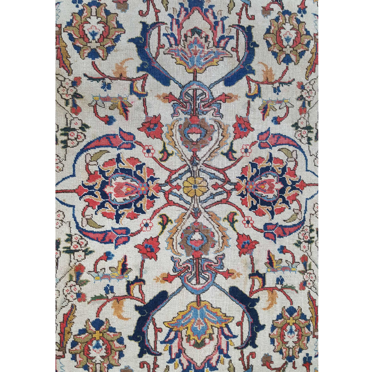 Fasa Antique Tabriz 4998 Ivory Indigo Traditional Antique Rug