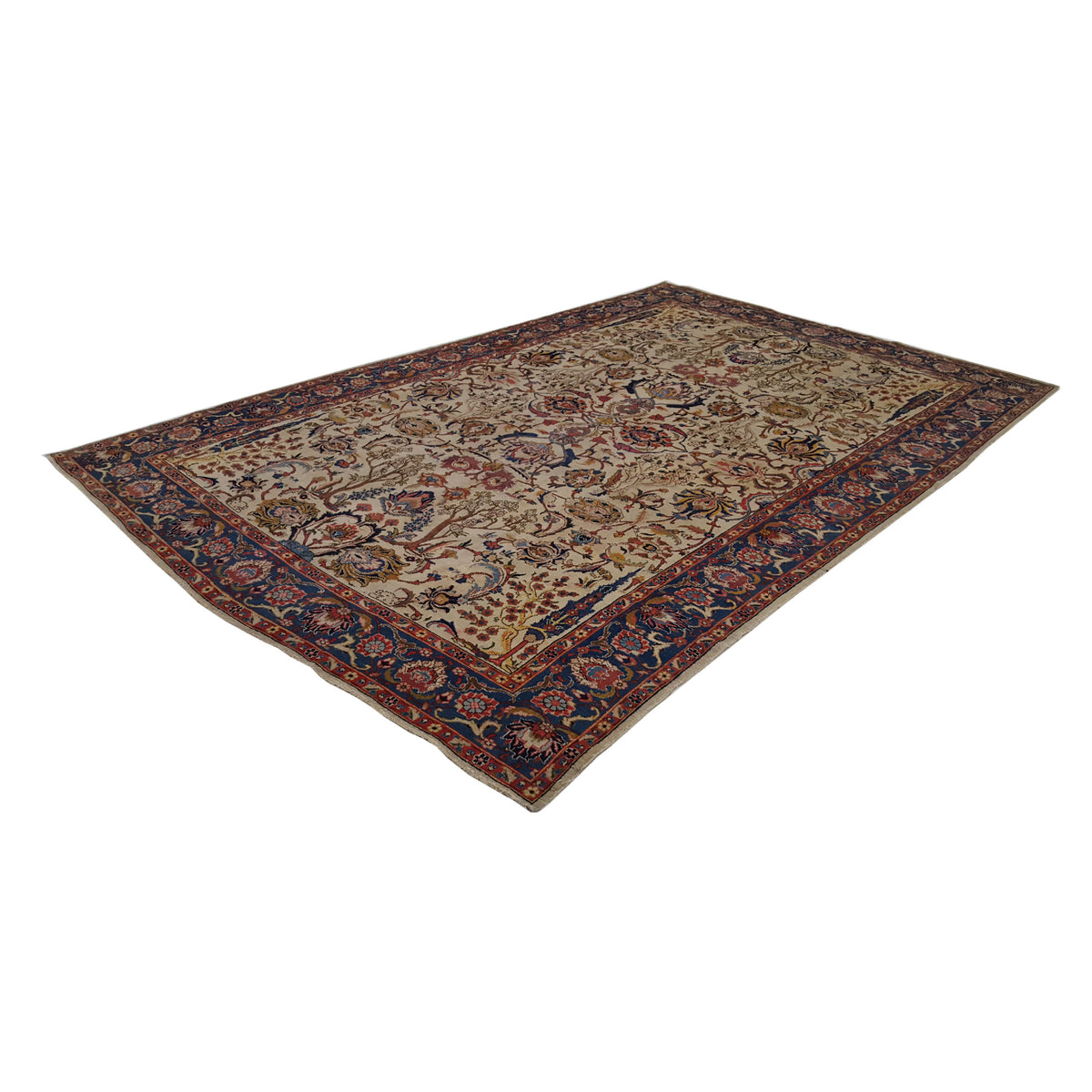 Fasa Antique Tabriz 4998 Ivory Indigo Traditional Antique Rug