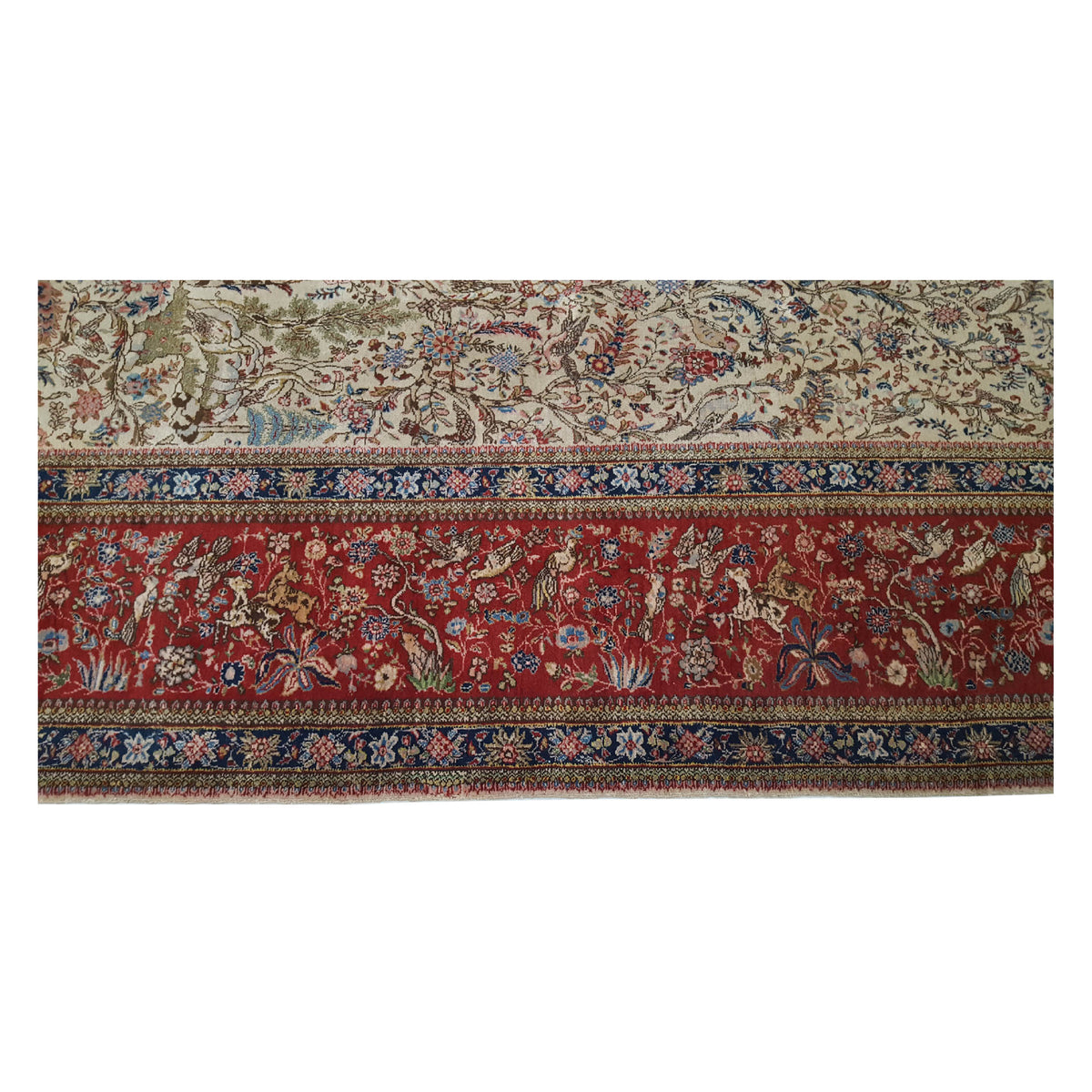 Fasa Antique Tabriz 5195 Ivory Burgundy Traditional Antique Rug