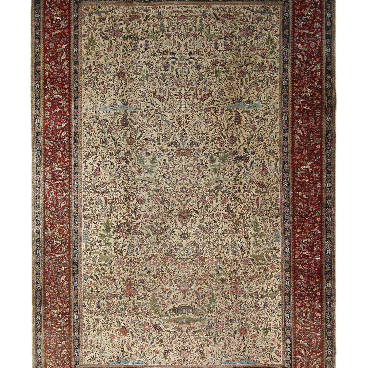 Fasa Antique Tabriz  Ivory Burgundy Traditional