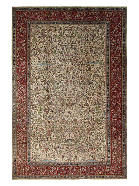 Fasa Antique Tabriz  Ivory Burgundy Traditional
