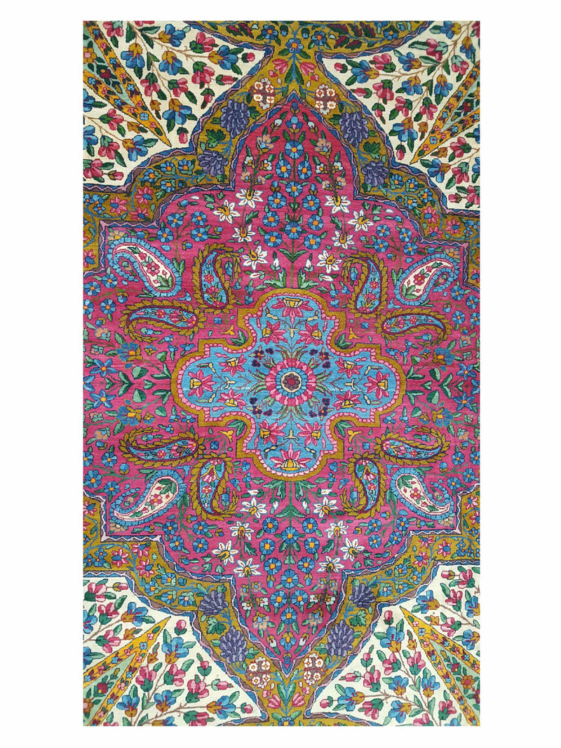 Fasa Antique Yazad 5405 Ivory Hot Pink Traditional Antique Rug