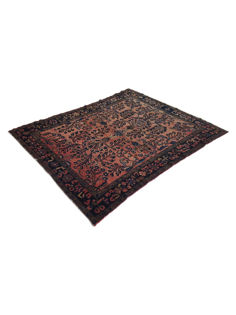 Fasa Antique Lilian 6950 Coral Indigo Traditional Antique Rug