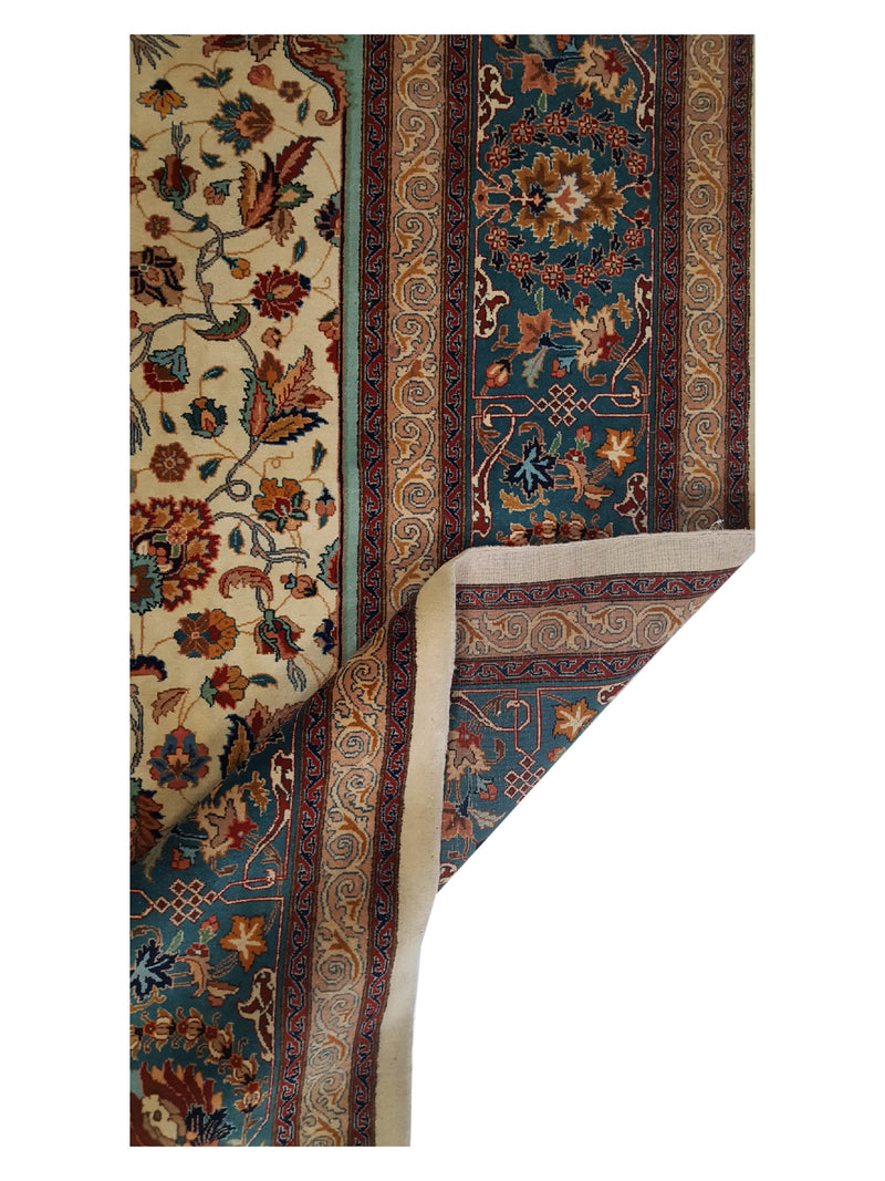 Fasa Antique Tabriz 7248 Ivory Green Traditional Antique Rug