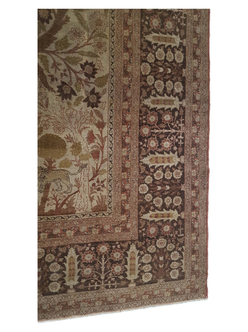 Fasa Antique Tabriz 7249 Camel Brown Traditional Antique Rug