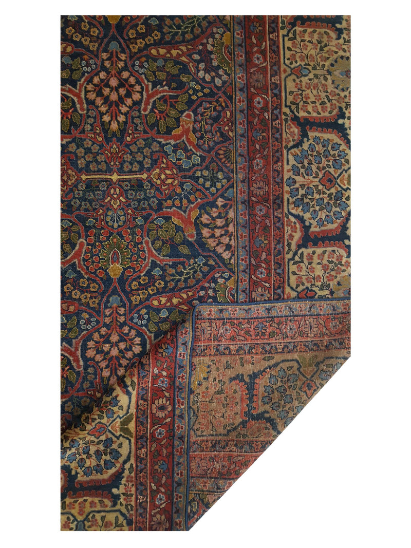 Fasa Antique Tabriz 7355 Blue Ivory Traditional Antique Rug