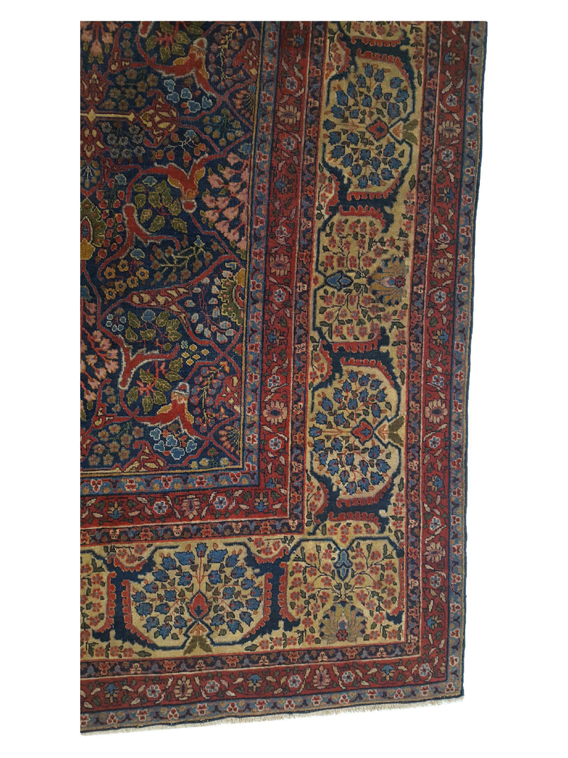 Fasa Antique Tabriz 7355 Blue Ivory Traditional Antique Rug