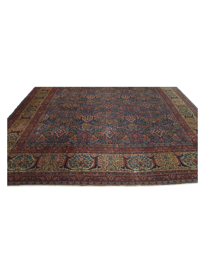 Fasa Antique Tabriz 7355 Blue Ivory Traditional Antique Rug